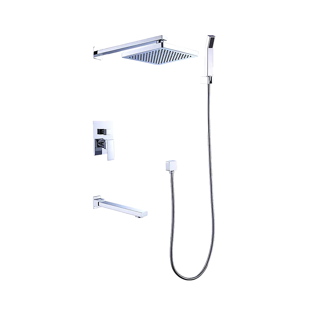 8’’ Rain Shower Head Straight Wall Arm Mixer Set Wall Bath Spout Outlet Tap - Furniture > Bathroom > Shower Heads &