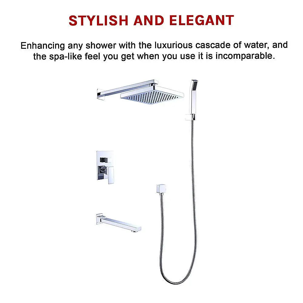 8’’ Rain Shower Head Straight Wall Arm Mixer Set Wall Bath Spout Outlet Tap - Furniture > Bathroom > Shower Heads &