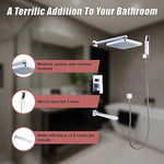 8’’ Rain Shower Head Straight Wall Arm Mixer Set Wall Bath Spout Outlet Tap - Furniture > Bathroom > Shower Heads &