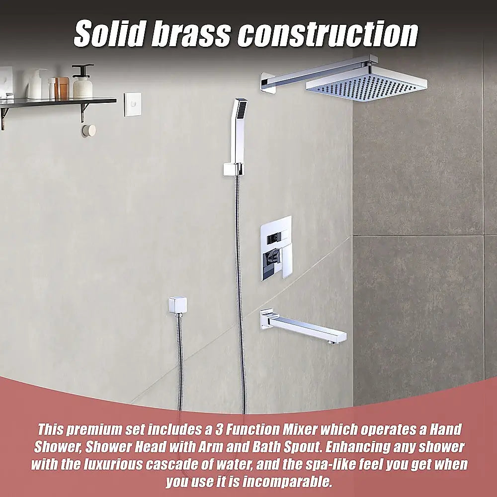 8’’ Rain Shower Head Straight Wall Arm Mixer Set Wall Bath Spout Outlet Tap - Furniture > Bathroom > Shower Heads &