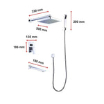 8’’ Rain Shower Head Straight Wall Arm Mixer Set Wall Bath Spout Outlet Tap - Furniture > Bathroom > Shower Heads &