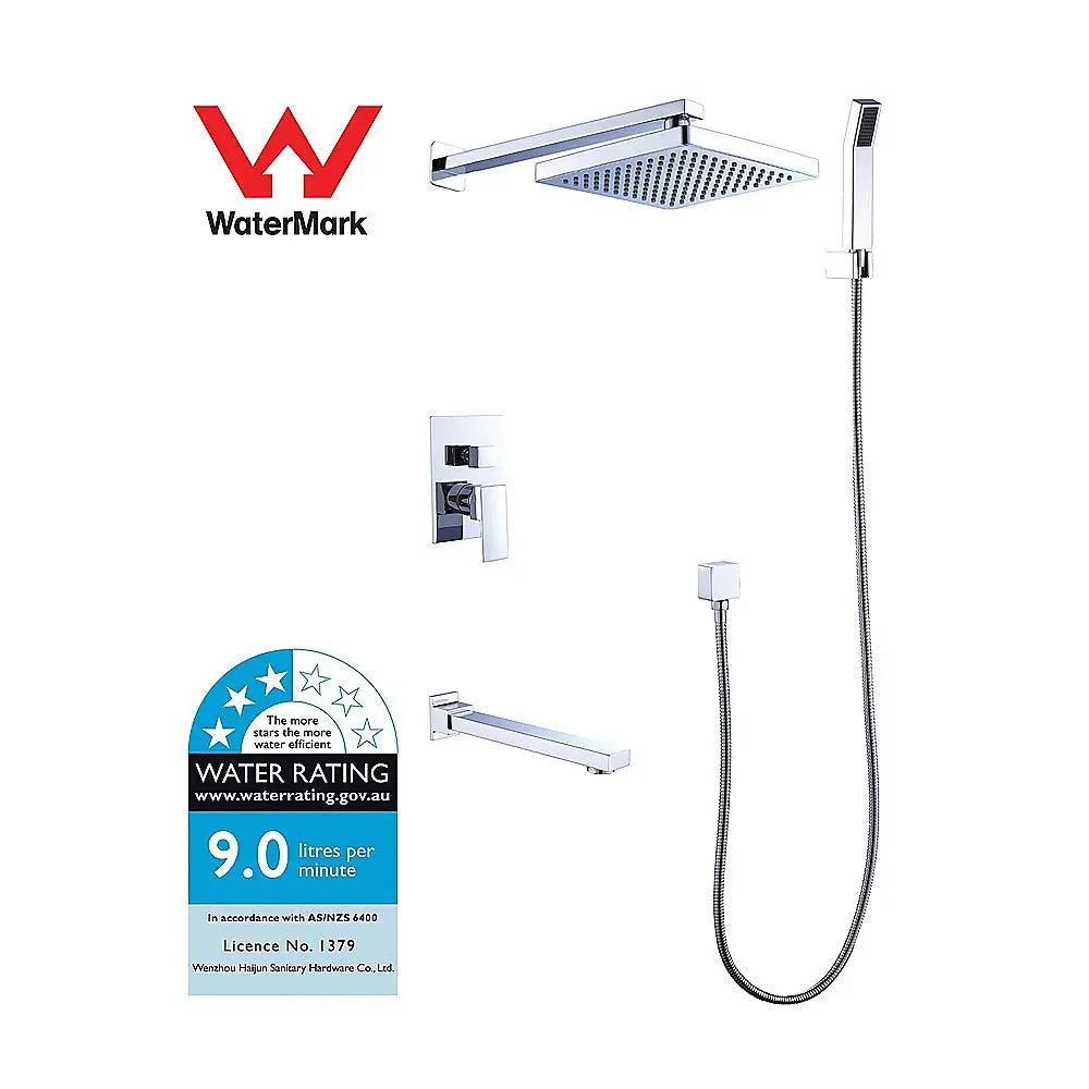 8’’ Rain Shower Head Straight Wall Arm Mixer Set Wall Bath Spout Outlet Tap - Furniture > Bathroom > Shower Heads &