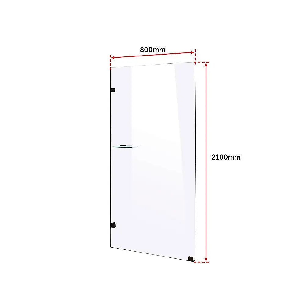 800 x 2100mm Frameless 10mm Safety Glass Shower Screen - Furniture > Bathroom
