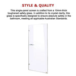 800 x 2100mm Frameless 10mm Safety Glass Shower Screen - Furniture > Bathroom