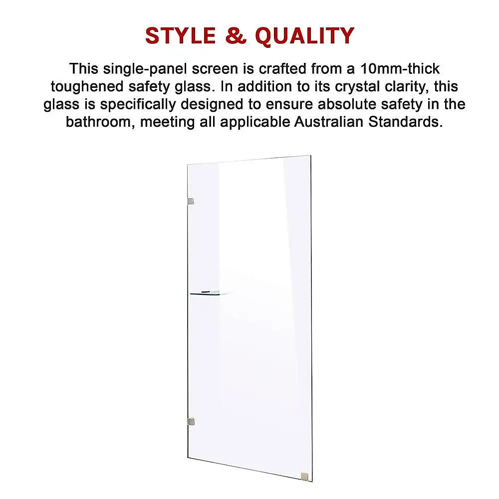 800 x 2100mm Frameless 10mm Safety Glass Shower Screen - Furniture > Bathroom