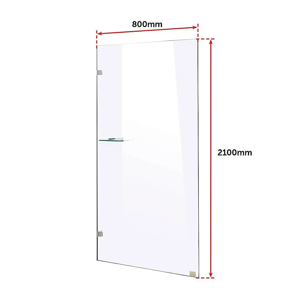 800 x 2100mm Frameless 10mm Safety Glass Shower Screen - Furniture > Bathroom