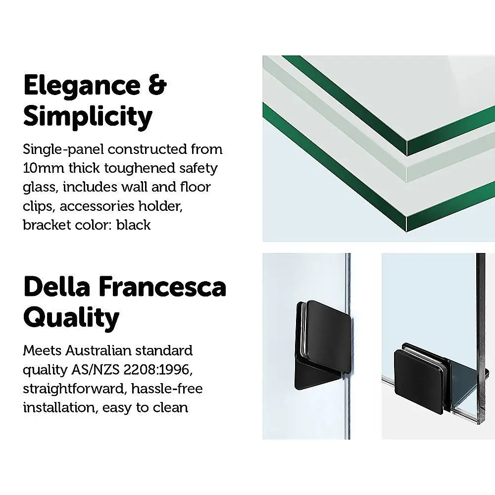 800 x 2100mm Frameless 10mm Safety Glass Shower Screen - Furniture > Bathroom