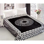 800GSM Luxury Reversible Mink Blanket Greek Key Black Queen 200 x 240 cm - Home & Garden > Bedding