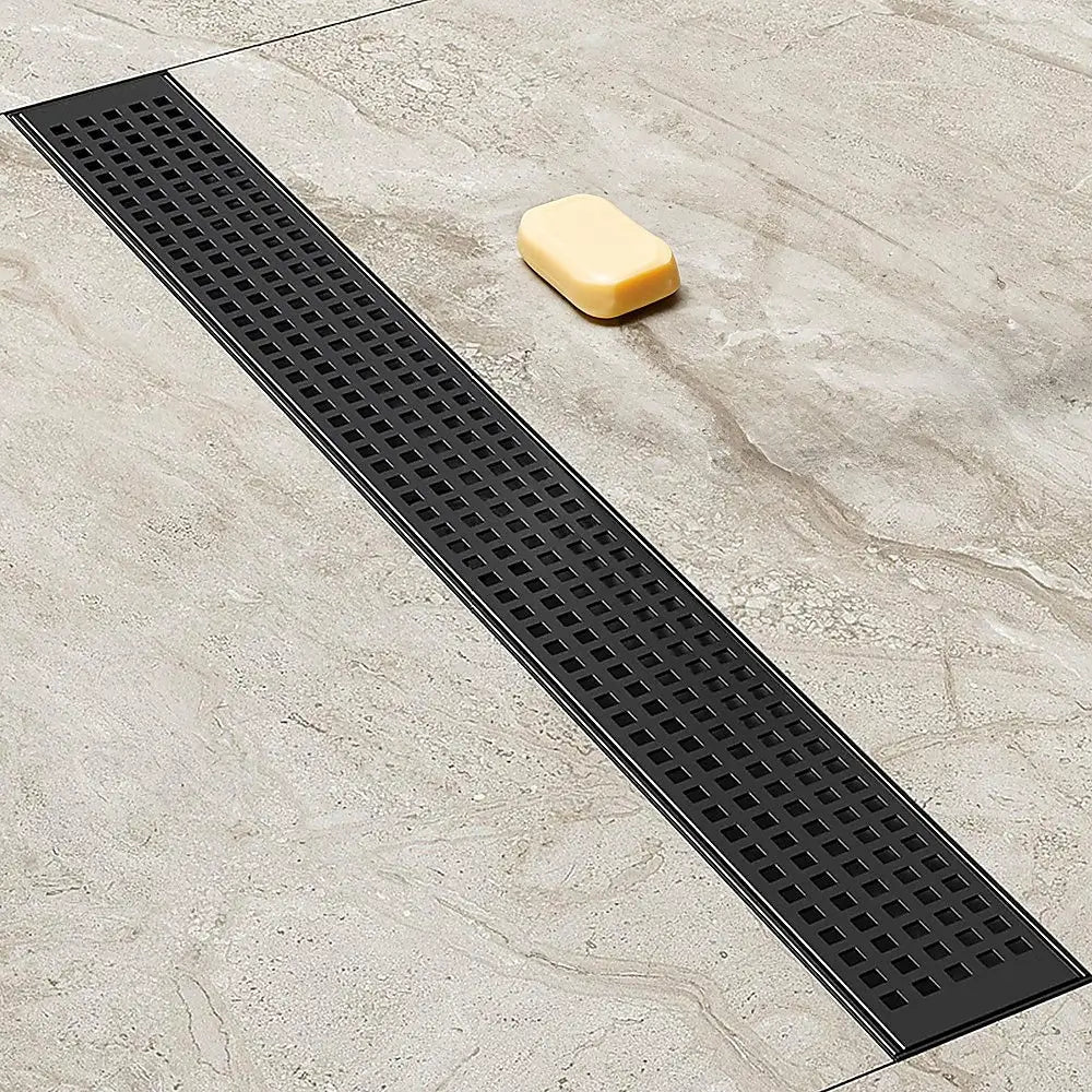 800mm Bathroom Shower Black Grate Drain w/Centre outlet Floor Waste - Home & Garden > DIY > Kitchen & Bathroom DIY
