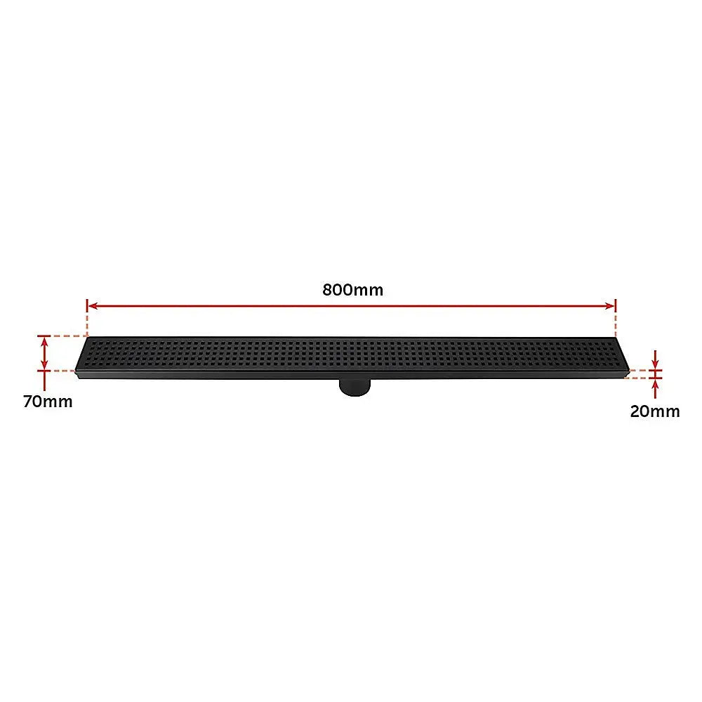 800mm Bathroom Shower Black Grate Drain w/Centre outlet Floor Waste - Home & Garden > DIY > Kitchen & Bathroom DIY