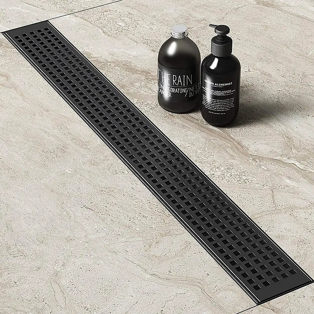 800mm Bathroom Shower Black Grate Drain w/Centre outlet Floor Waste - Home & Garden > DIY > Kitchen & Bathroom DIY