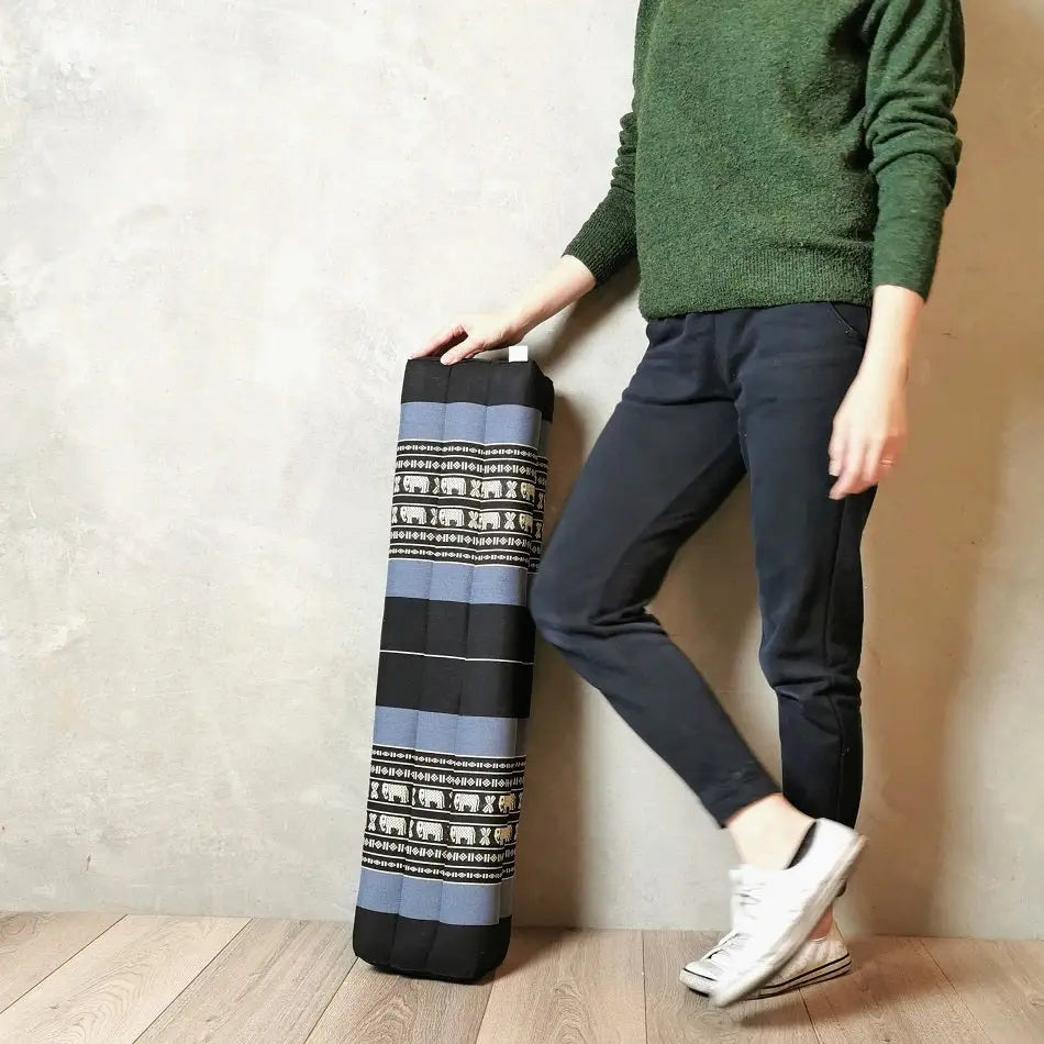 80cm Long Bolster Yoga Block/Prop Natural Kapok Filled BlueEle - Home & Garden > Decor