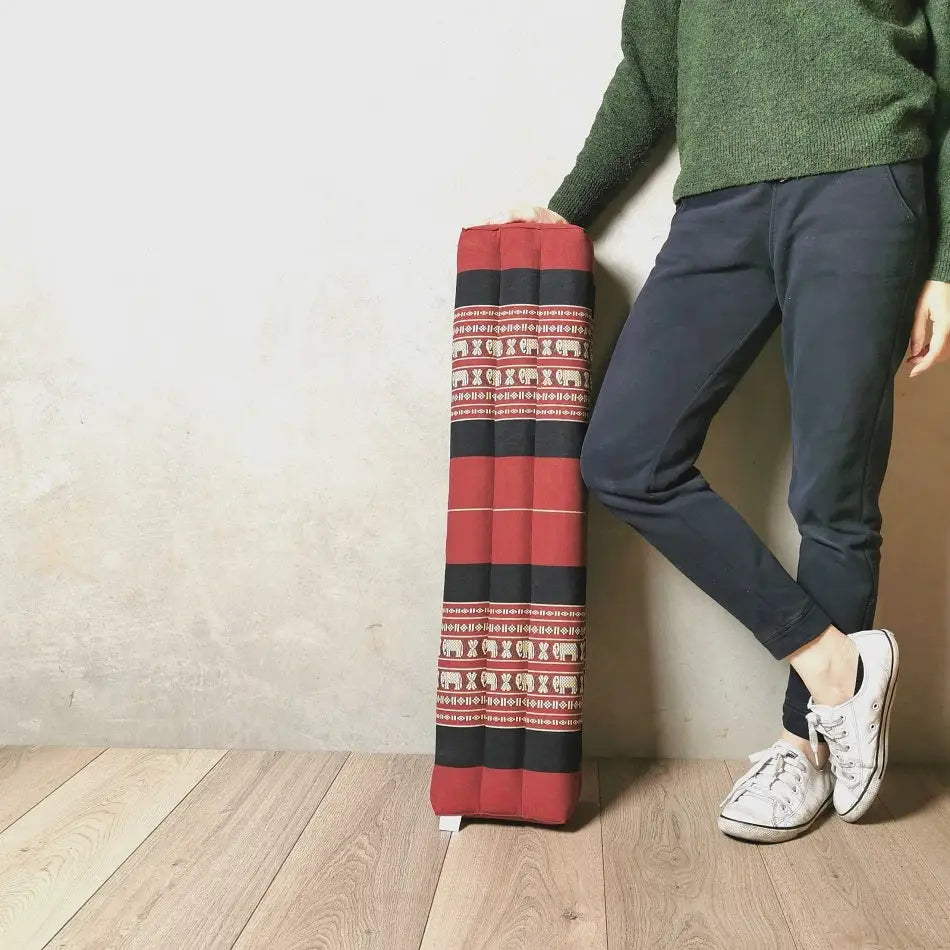 80cm Long Bolster Yoga Block/Prop Natural Kapok FilledRedEle - Home & Garden > Decor