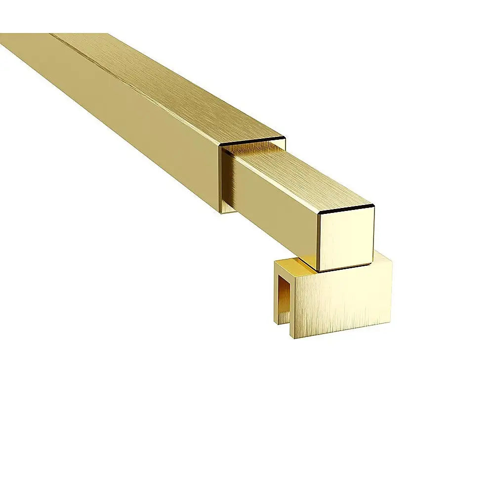 80cm Reeded Single Shower Glass Screen with Gold Wall Channel & Square Pole - Furniture > Bathroom > Shower Heads &