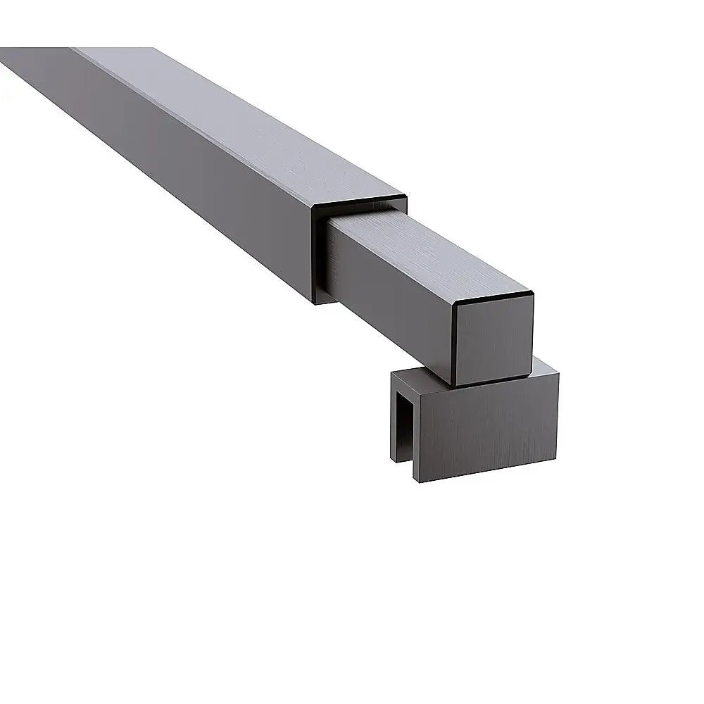 80cm Reeded Single Shower Glass Screen with Gunmetal U-brackets & Square Pole - Furniture > Bathroom > Shower Heads &