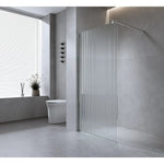 80cm Reeded Single Shower Glass Screen with Gunmetal Wall Channel & Square Pole - Furniture > Bathroom > Shower Heads &