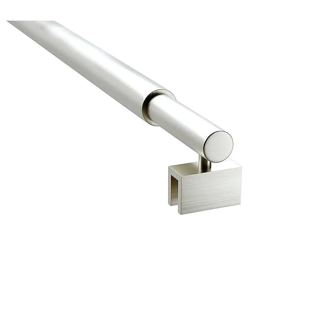 80cm Reeded Single Shower Glass Screen with Nickel Wall Channel & Round Pole - Furniture > Bathroom > Shower Heads &