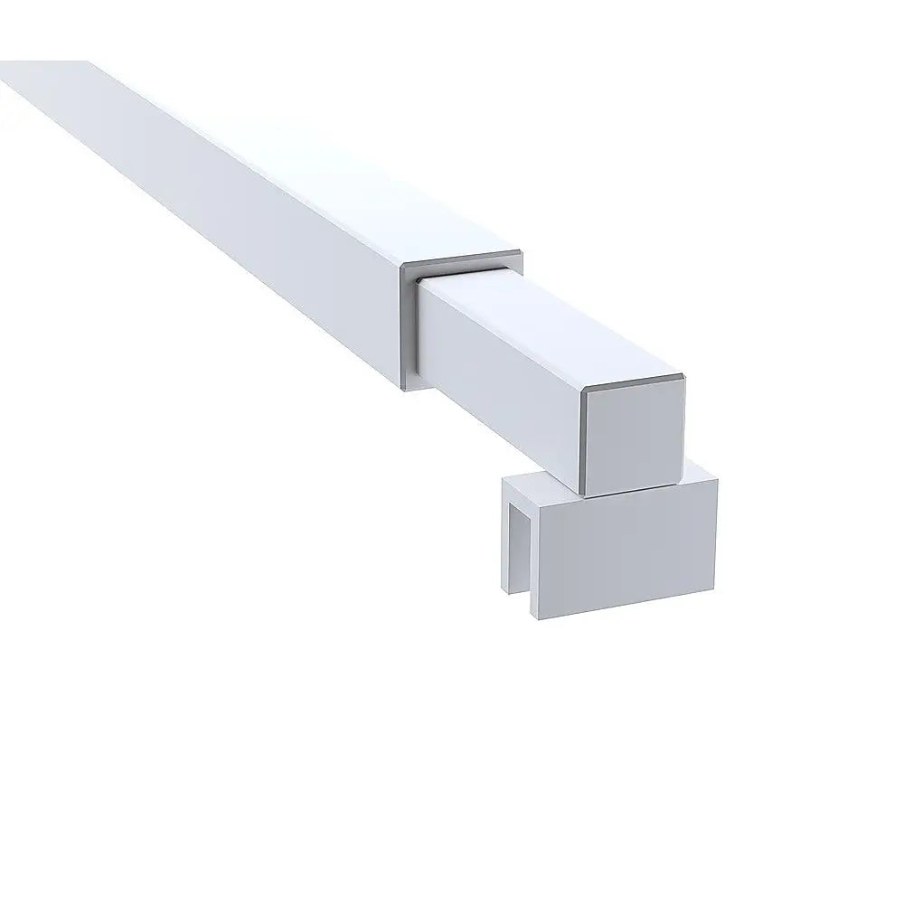 80cm Reeded Single Shower Glass Screen with White Wall Channel & Square Pole - Furniture > Bathroom > Shower Heads &
