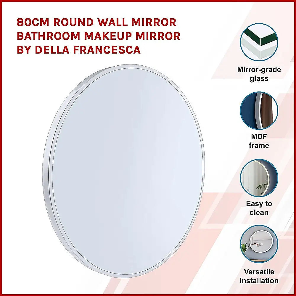 80cm Round Wall Mirror Bathroom Makeup Mirror by Della Francesca - Home & Garden > DIY > Kitchen & Bathroom DIY