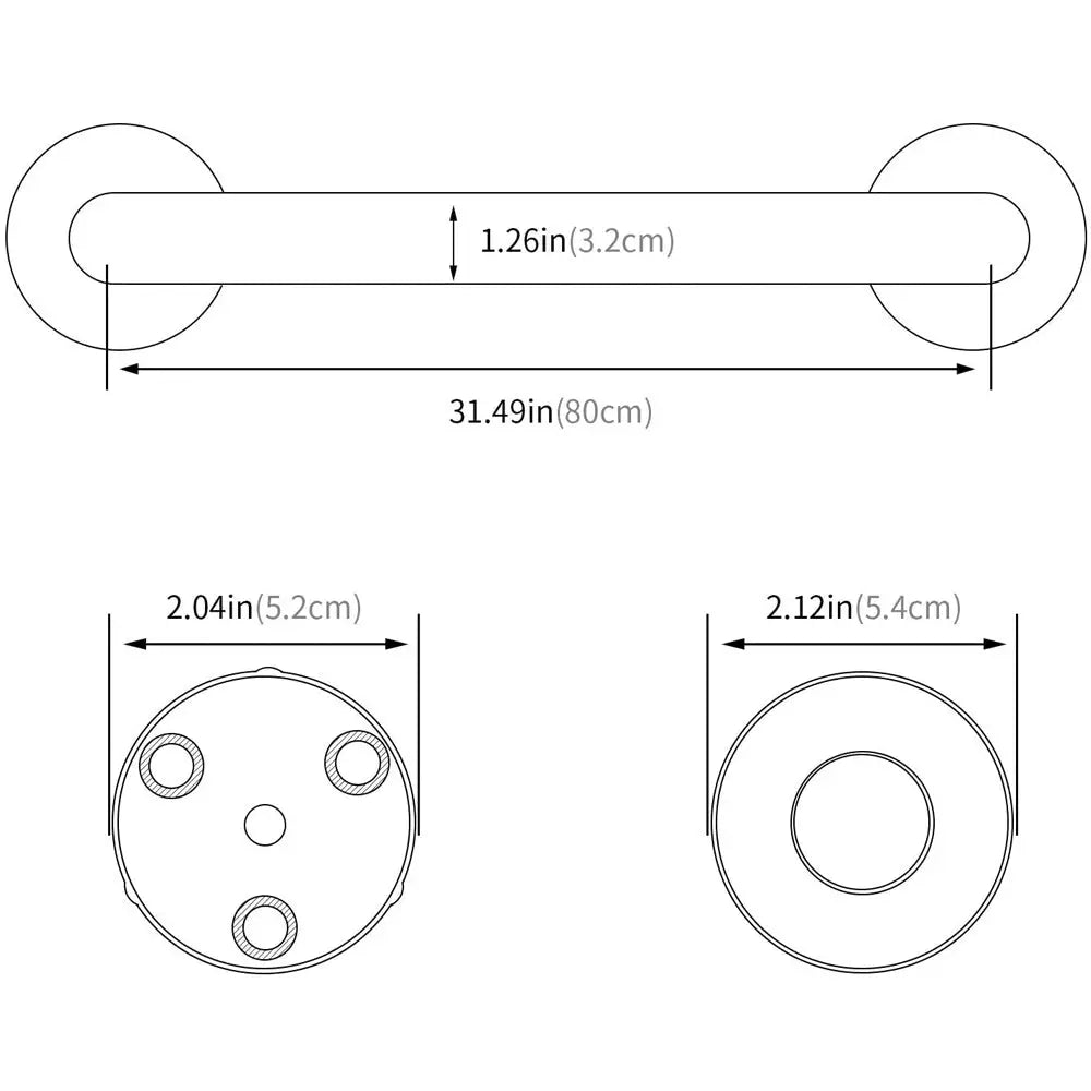 80cm Stainless Steel Handle for Shower Toilet Grab Bar Handle Bathroom Stairway Handrail Elderly Senior Assist - Health