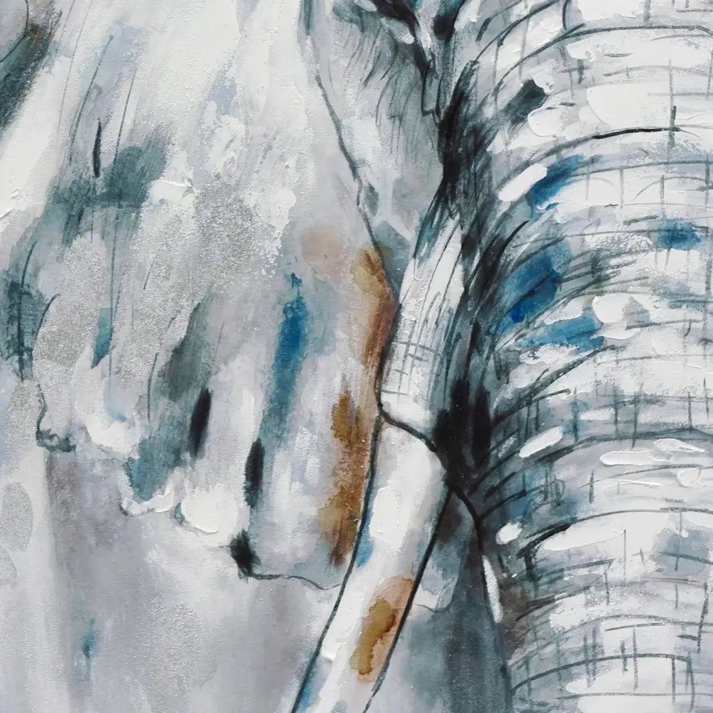 80X120cm Azure Tusker Champagne Framed Hand Painted Canvas Wall Art - Home & Garden > Wall Art