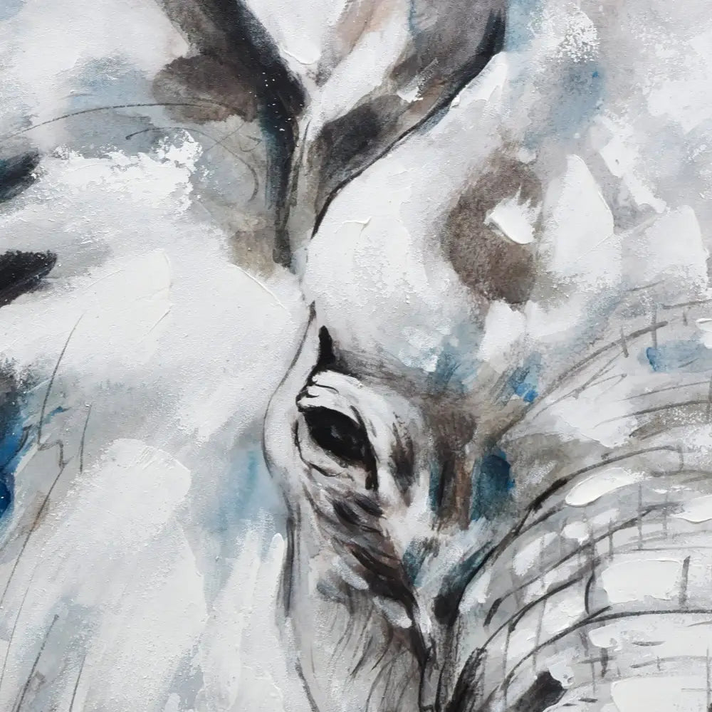80X120cm Azure Tusker Champagne Framed Hand Painted Canvas Wall Art - Home & Garden > Wall Art