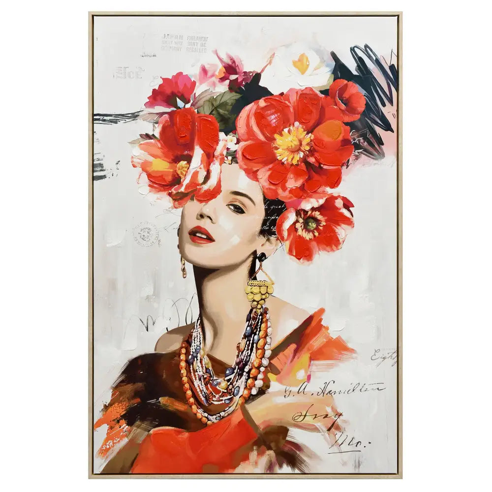 80X120cm Blossom Adorned Light Wood Framed Canvas Wall Art - Home & Garden > Wall Art