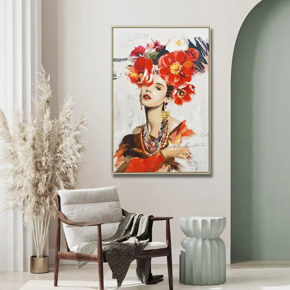 80X120cm Blossom Adorned Light Wood Framed Canvas Wall Art - Home & Garden > Wall Art