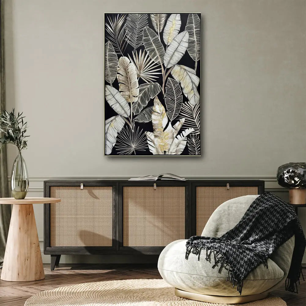 80X120cm Gilded Silhouettes Champagne Framed Canvas Wall Art - Home & Garden > Wall Art