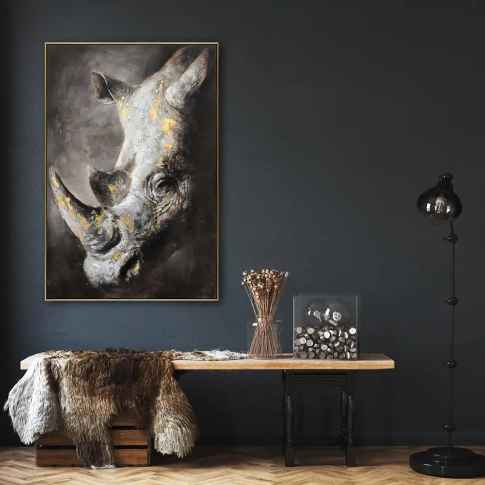80X120cm Golden Titan Champagne Framed Hand Painted Canvas Wall Art - Home & Garden > Wall Art