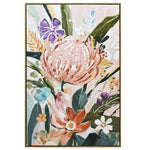 80X120cm Native Bloom Dark Wood Framed Canvas Wall Art - Home & Garden > Wall Art
