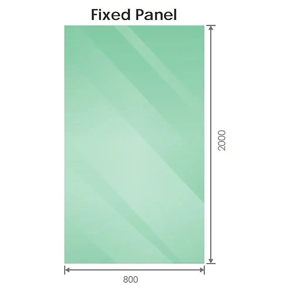 80x200cm Single Shower Glass Screen with Black Wall U-Brackets - Furniture > Bathroom > Shower Heads & Screens