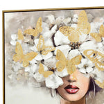 80X80cm Floral Fantasia Dark Wood Framed Canvas Wall Art - Home & Garden > Wall Art
