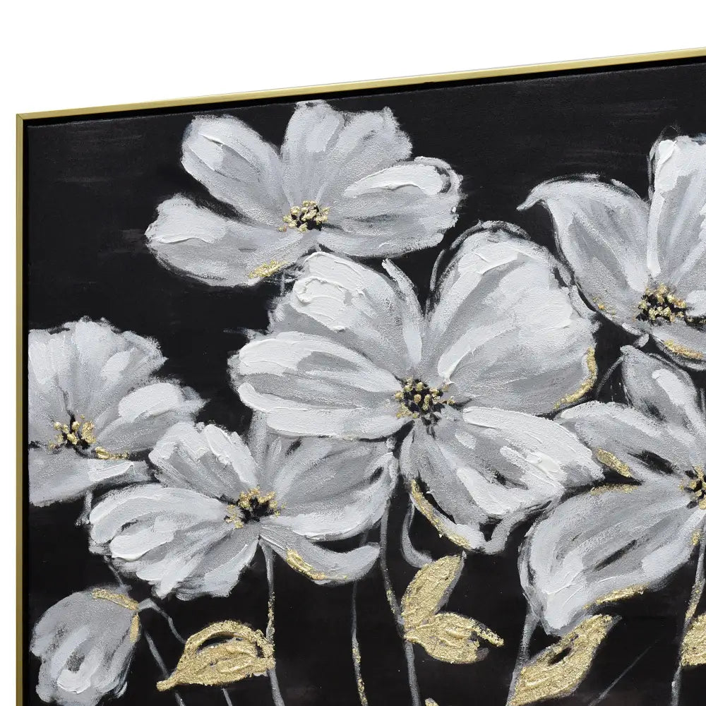 80X80cm Golden Blossoms Gold Framed Hand Painted Canvas Wall Art - Home & Garden > Wall Art