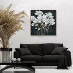 80X80cm Golden Blossoms Gold Framed Hand Painted Canvas Wall Art - Home & Garden > Wall Art
