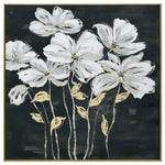 80X80cm Golden Blossoms Gold Framed Hand Painted Canvas Wall Art - Home & Garden > Wall Art