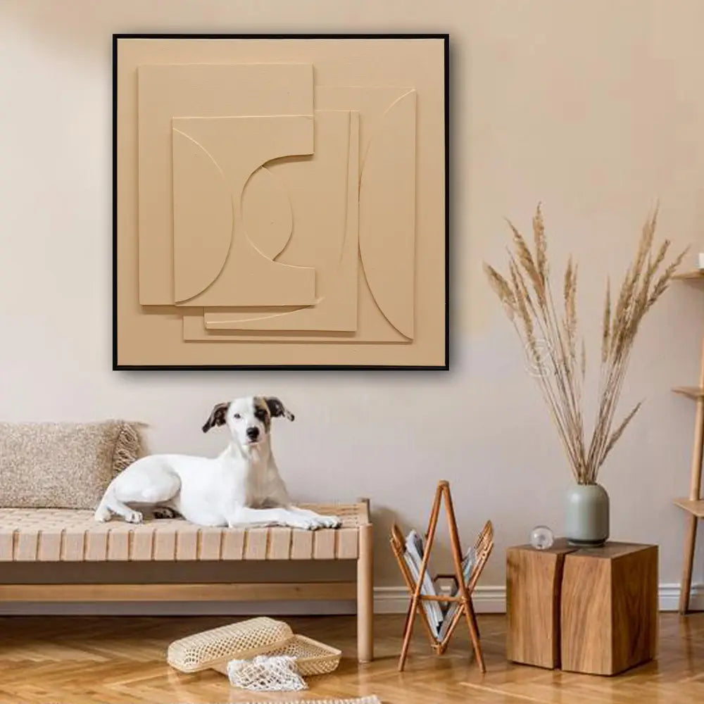 80X80cm Panorama Dimensions II Black Framed Hand Painted Canvas 3D Wall Art - Home & Garden > Wall Art