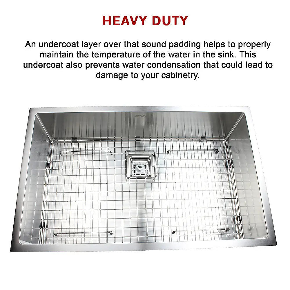 810x505mm Handmade 1.5mm Stainless Steel Undermount / Topmount Kitchen Sink with Square Waste - Furniture > Bathroom >