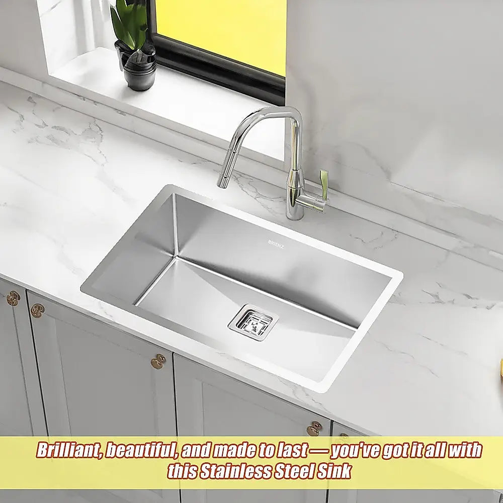 810x505mm Handmade 1.5mm Stainless Steel Undermount / Topmount Kitchen Sink with Square Waste - Furniture > Bathroom >