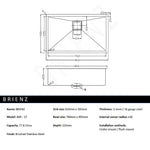 810x505mm Handmade 1.5mm Stainless Steel Undermount / Topmount Kitchen Sink with Square Waste - Furniture > Bathroom >