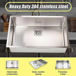 810x505mm Handmade 1.5mm Stainless Steel Undermount / Topmount Kitchen Sink with Square Waste - Furniture > Bathroom >