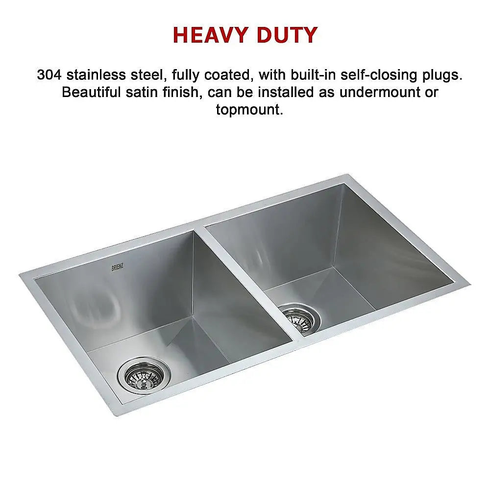 820x457mm Handmade Stainless Steel Undermount / Topmount Kitchen Laundry Sink with Waste - Furniture > Bathroom > Sinks
