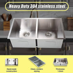 820x457mm Handmade Stainless Steel Undermount / Topmount Kitchen Laundry Sink with Waste - Furniture > Bathroom > Sinks