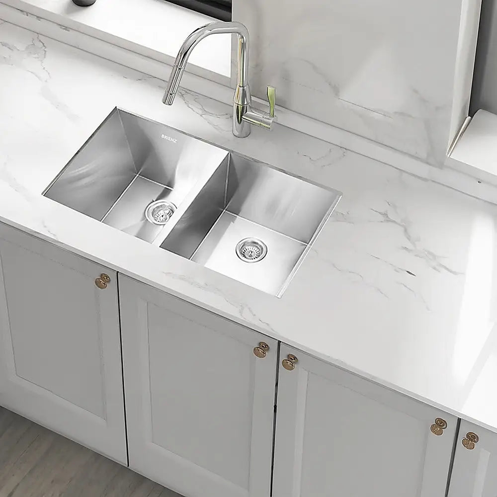 820x457mm Handmade Stainless Steel Undermount / Topmount Kitchen Laundry Sink with Waste - Furniture > Bathroom > Sinks
