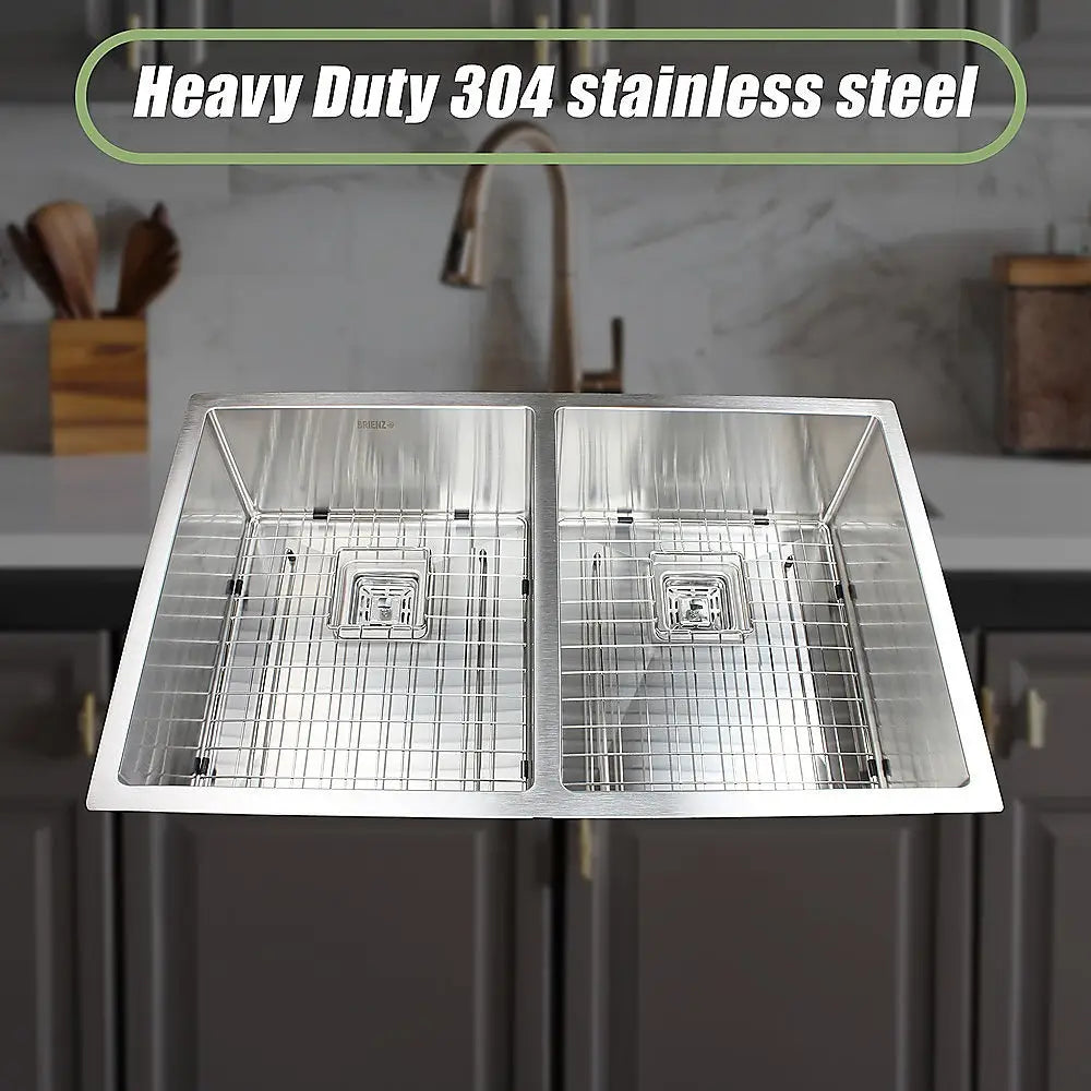 835x505mm Handmade 1.5mm Stainless Steel Undermount / Topmount Kitchen Sink with Square Waste - Furniture > Bathroom >