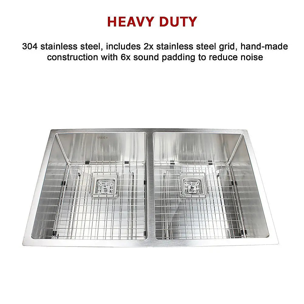 835x505mm Handmade 1.5mm Stainless Steel Undermount / Topmount Kitchen Sink with Square Waste - Furniture > Bathroom >