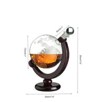 850ml Whiskey or Wine Globe Glass Decanter Set - 2x Glasses + Wooden Stand - Home & Garden > Decor > Vases & Table Decor