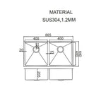 865x440mm Handmade Stainless Steel Undermount / Topmount Kitchen Sink with Waste - Furniture > Bathroom > Sinks