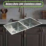 865x440mm Handmade Stainless Steel Undermount / Topmount Kitchen Sink with Waste - Furniture > Bathroom > Sinks