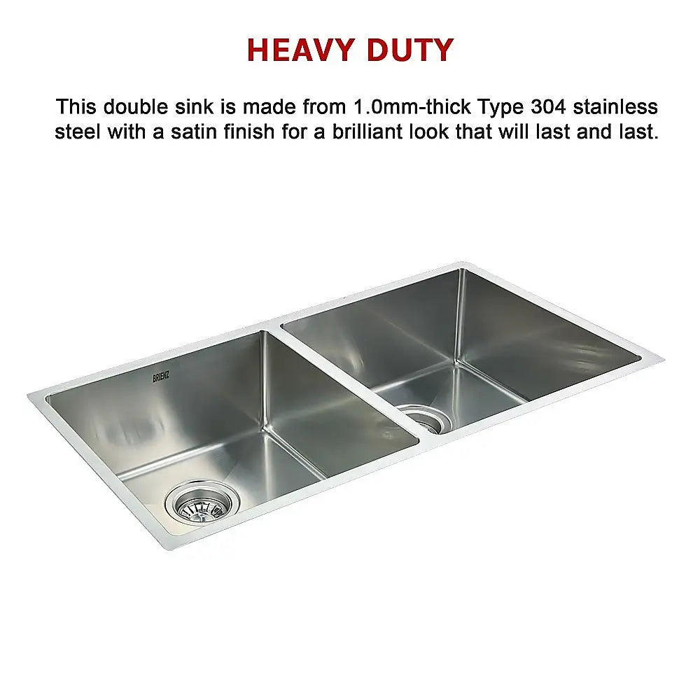 865x440mm Handmade Stainless Steel Undermount / Topmount Kitchen Sink with Waste - Furniture > Bathroom > Sinks